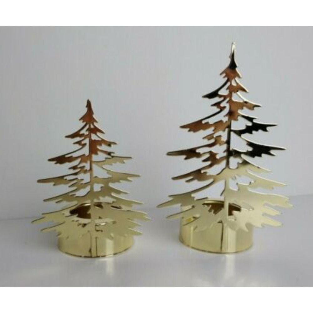 Yankee Candle Gold Tree Tea Light Holder Set of 2 in Box Christmas